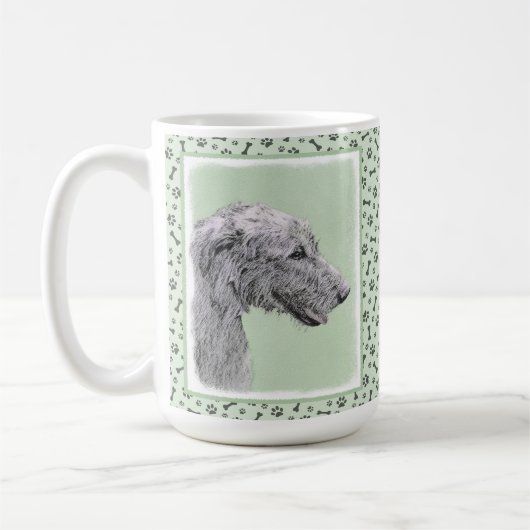 Irish Wolfhound Painting - Niedliche Original Hund Kaffeetasse (Links)