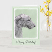Irish Wolfhound Painting - Niedliche Original Hund Karte (Gelbe Blume)