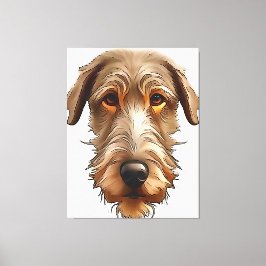 Irish Wolfhound Pet Portrait Black Kontur Art Leinwanddruck (Vorderseite)