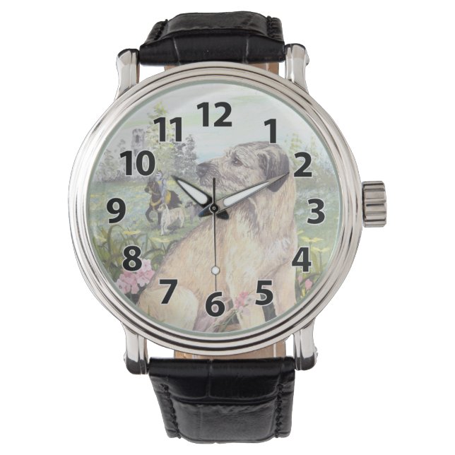 Irish Wolfhound Puppy Dreamer Wristwatch Armbanduhr (Vorderseite)