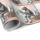 Irish Wolfhound Reading a Newspapier Geschenkpapier (Rolleneckpunkt)