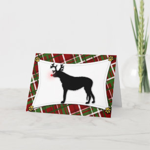 Irish Wolfhound Reindeer Weihnachtskarte Feiertagskarte