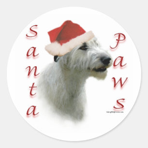 Irish Wolfhound Santa Paws Runder Aufkleber