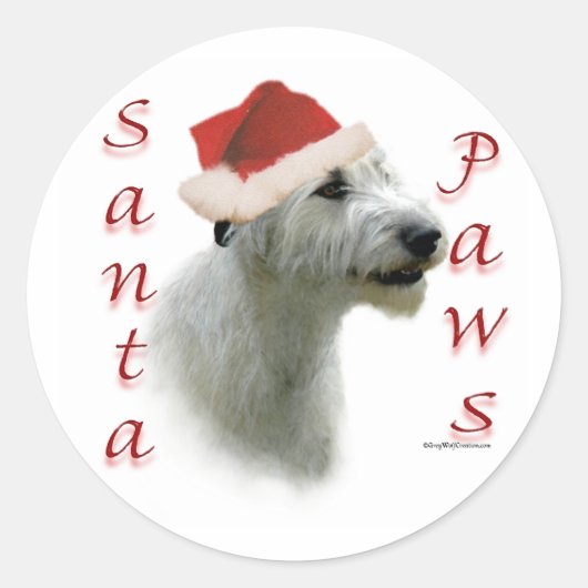 Irish Wolfhound Santa Paws Runder Aufkleber (Vorderseite)