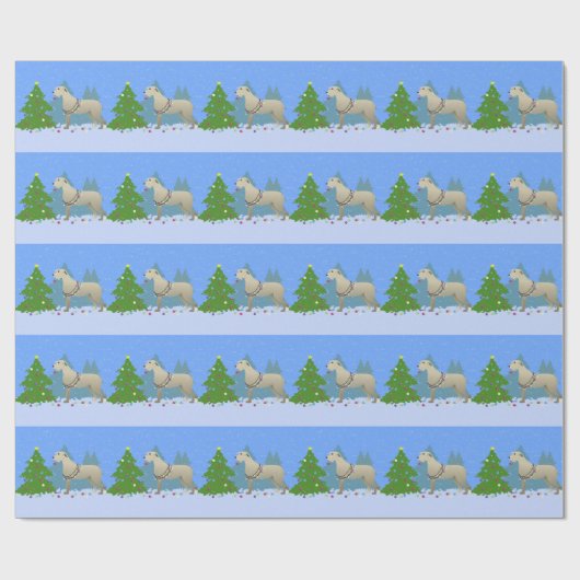 Irish Wolfhound schmückt einen Weihnachtsbaumwald Geschenkpapier (Flach)