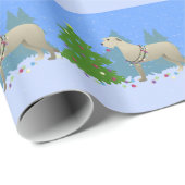 Irish Wolfhound schmückt einen Weihnachtsbaumwald Geschenkpapier (Rolleneckpunkt)