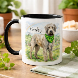 Irish Wolfhound Shamrock Bandana Custom Dog Name Tasse