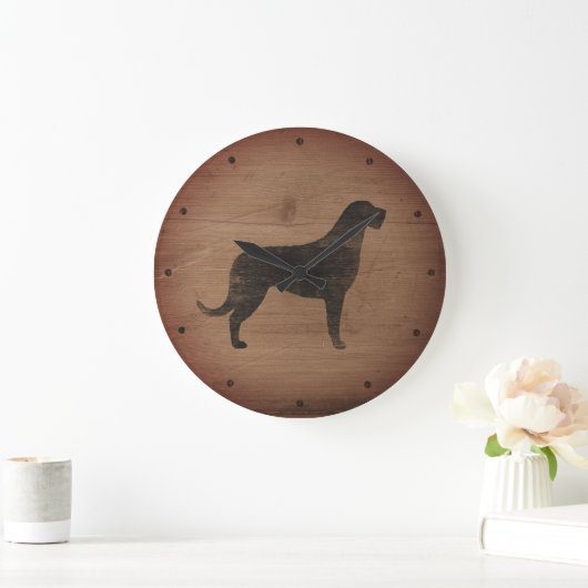Irish Wolfhound Silhouette Rustic Große Wanduhr (Zuhause)