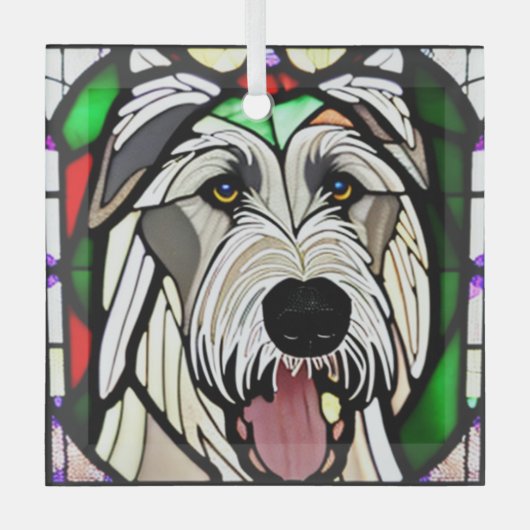 Irish Wolfhound "Stains Glass" Ornament Aus Glas (Vorderseite)
