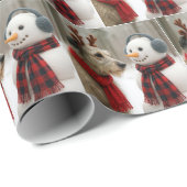 Irish Wolfhound Staring at a Snowman Geschenkpapier (Rolleneckpunkt)
