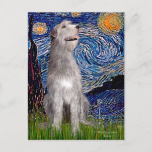 Irish Wolfhound - Starry Night (Vert) - Maßgeschne Postkarte