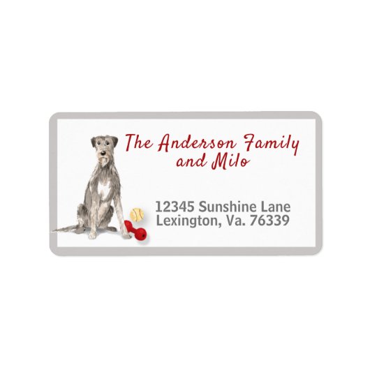 Irish Wolfhound Toys Zuhause Rücksendeadresse Adressaufkleber (Vorne)