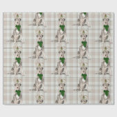 Irish Wolfhound und Taupe Karierte Weihnachten Geschenkpapier (Flach)