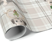 Irish Wolfhound und Taupe Karierte Weihnachten Geschenkpapier (Rolleneckpunkt)