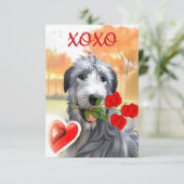 Irish Wolfhound Valentine Flat Greeting Card Karte (Stehend Vorderseite)