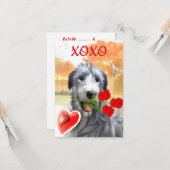 Irish Wolfhound Valentine Flat Greeting Card Karte (Vorderseite/Rückseite Beispiel)