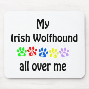 Irish Wolfhound Walks Design Mousepad