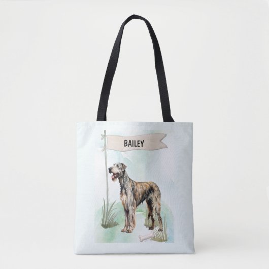Irish Wolfhound Wasserfarben Personalisierter Hund Tasche (Vorderseite)