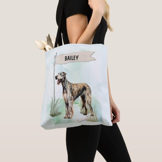 Irish Wolfhound Watercolor Personalized Dog Tasche (Von Nahem)