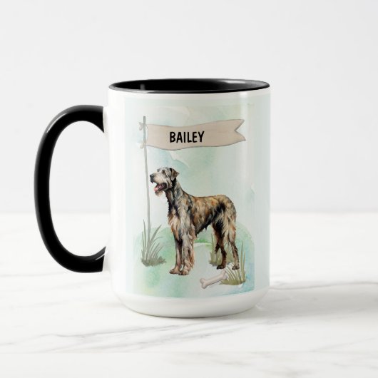 Irish Wolfhound Watercolor Personalized Dog Tasse (Links)