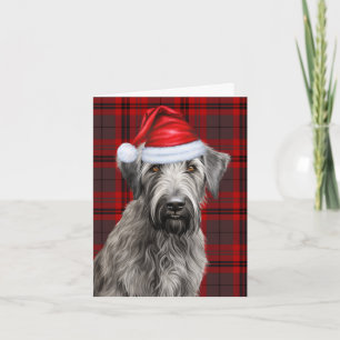 Irish Wolfhound Weihnachtshund Rotkariert Weihnach Feiertagskarte