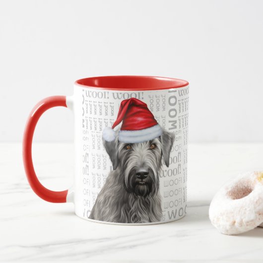 Irish Wolfhound Weihnachtsmann-Hund-Wuff-Hintergru Tasse (Mit Donut)