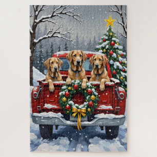 Irish Wolfhound Weihnachtsroter LKW Feiertagsgesch Puzzle