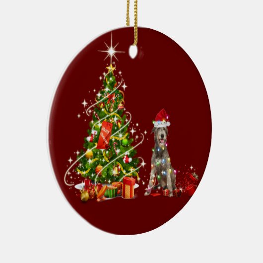 Irish wolfhound With Hat Scaft Christmas Keramik Ornament (Rechts)