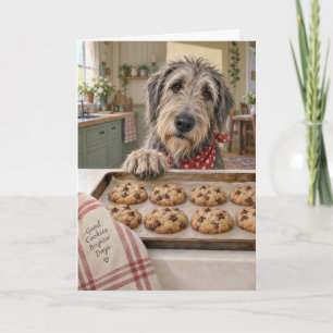 Irish Wolfhound zum Geburtstag mit Keksen Karte