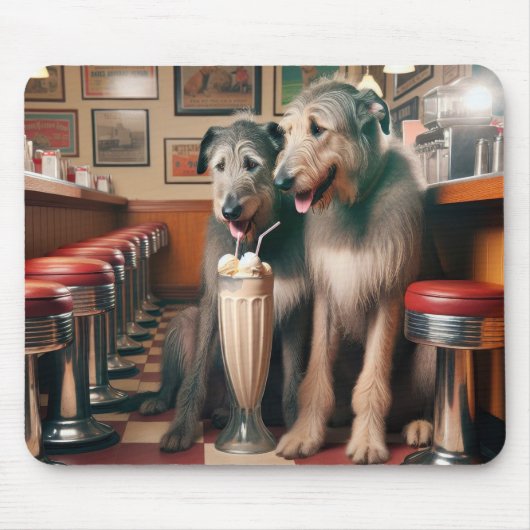 Irish Wolfhounds in Retro Diner Mousepad (Vorne)