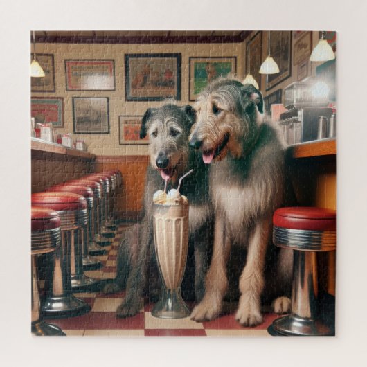 Irish Wolfhounds in Retro Diner Puzzle (Vertikal)