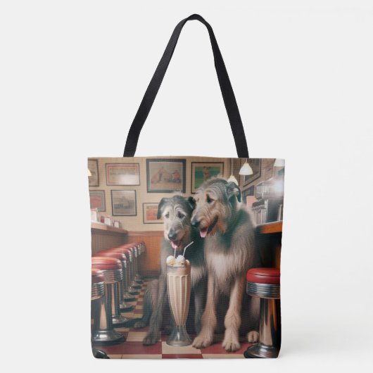 Irish Wolfhounds in Retro Diner Tasche (Vorderseite)