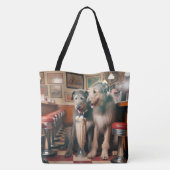 Irish Wolfhounds in Retro Diner Tasche (Rückseite)