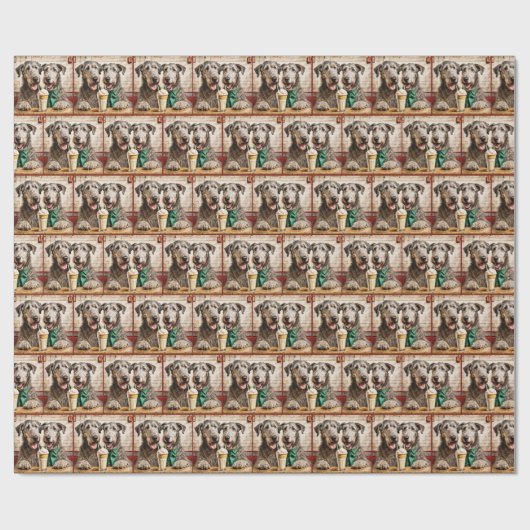 Irish Wolfhounds mit Eiscreme-Soda Geschenkpapier (Flach)