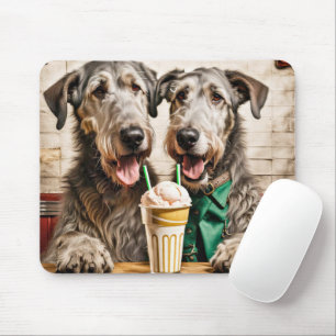Irish Wolfhounds mit Eiscreme-Soda Mousepad