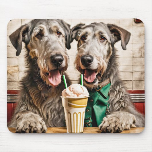 Irish Wolfhounds mit Eiscreme-Soda Mousepad (Vorne)