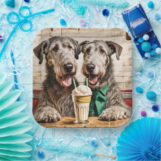 Irish Wolfhounds mit Eiscreme-Soda Pappteller (Party)
