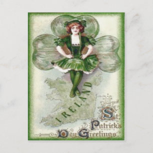 Irish Woman Ireland Kleeblatt Riverdance Postkarte