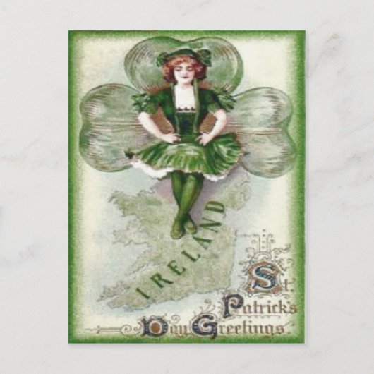 Irish Woman Ireland Kleeblatt Riverdance Postkarte (Vorderseite)