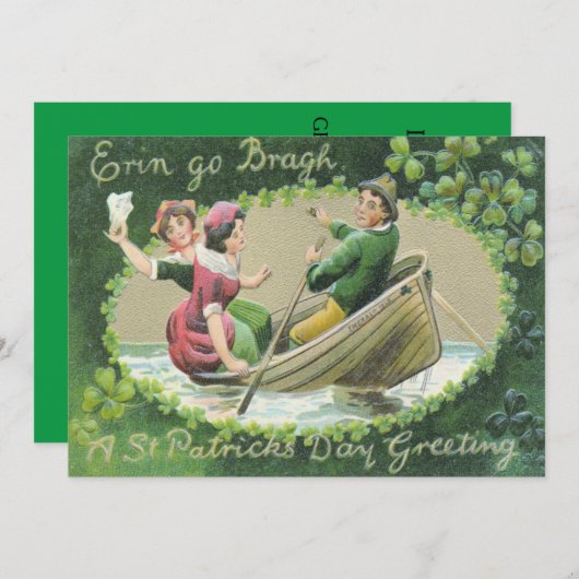 Irish Woman Man Rowboat Kleeblatt Einladung (Vorne/Hinten)