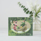 Irish Woman Man Rowboat Kleeblatt Postkarte (Stehend Vorderseite)