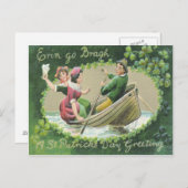 Irish Woman Man Rowboat Kleeblatt Postkarte (Vorne/Hinten)