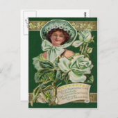Irish Woman Rose Kleeblatt Clay Pipe Harp Postkarte (Vorne/Hinten)