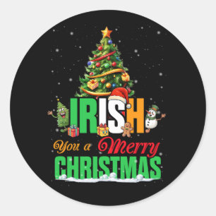Irish You A FroChristmas Santa Irish Flag Chris Runder Aufkleber