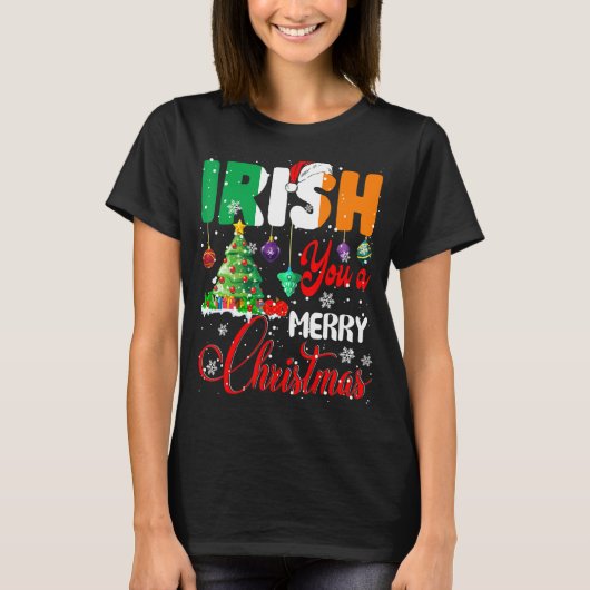 Irish You A FroChristmas Santa Irish Flag Chris T-Shirt (Vorderseite)