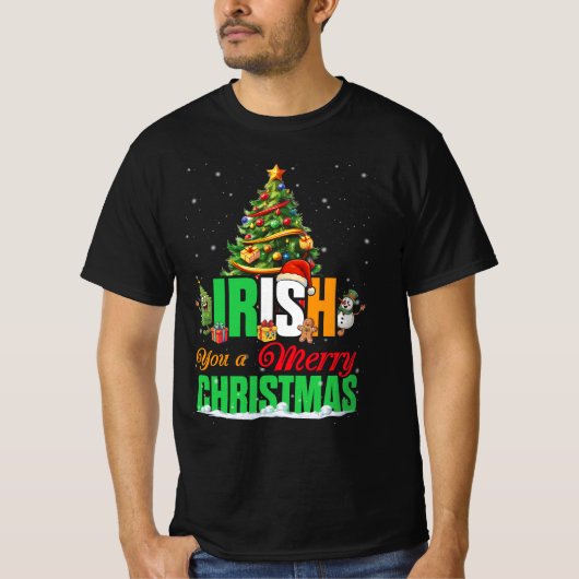 Irish You A FroChristmas Santa Irish Flag Chris T-Shirt (Vorderseite)