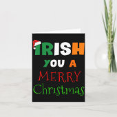 Irish You A Merry Christmas Ireland Flag Xmas Hat Karte (Vorderseite)
