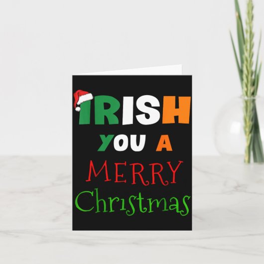 Irish You A Merry Christmas Ireland Flag Xmas Hat  Karte (Vorderseite)