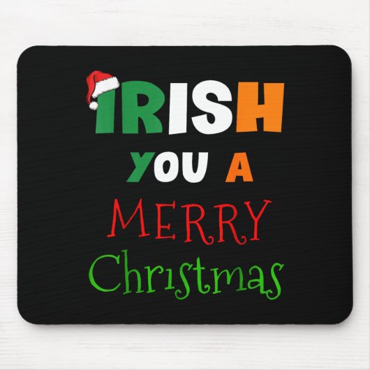 Irish You A Merry Christmas Ireland Flag Xmas Hat  Mousepad (Vorne)