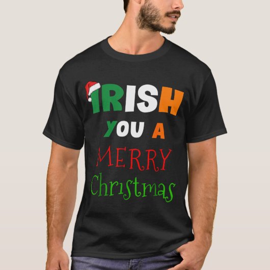 Irish You A Merry Christmas Ireland Flag Xmas Hat  T-Shirt (Vorderseite)